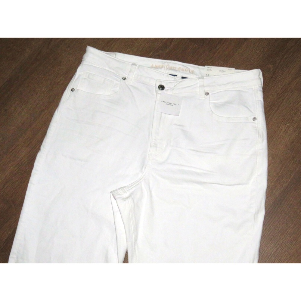 NEW! Women's‎ American Eagle 100% Cotton STRIGID White Curvy Mom Jeans 18 NWT!